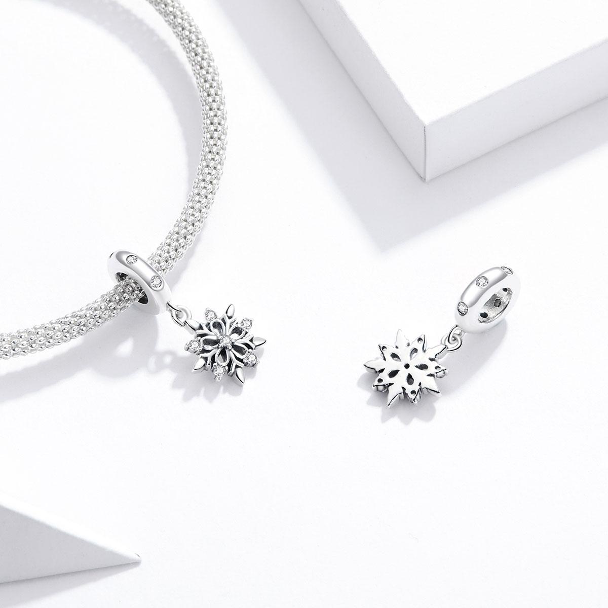 925 Sterling Silver Sparkling Snowflake Pendant For Diy Bracelets & Necklaces 7