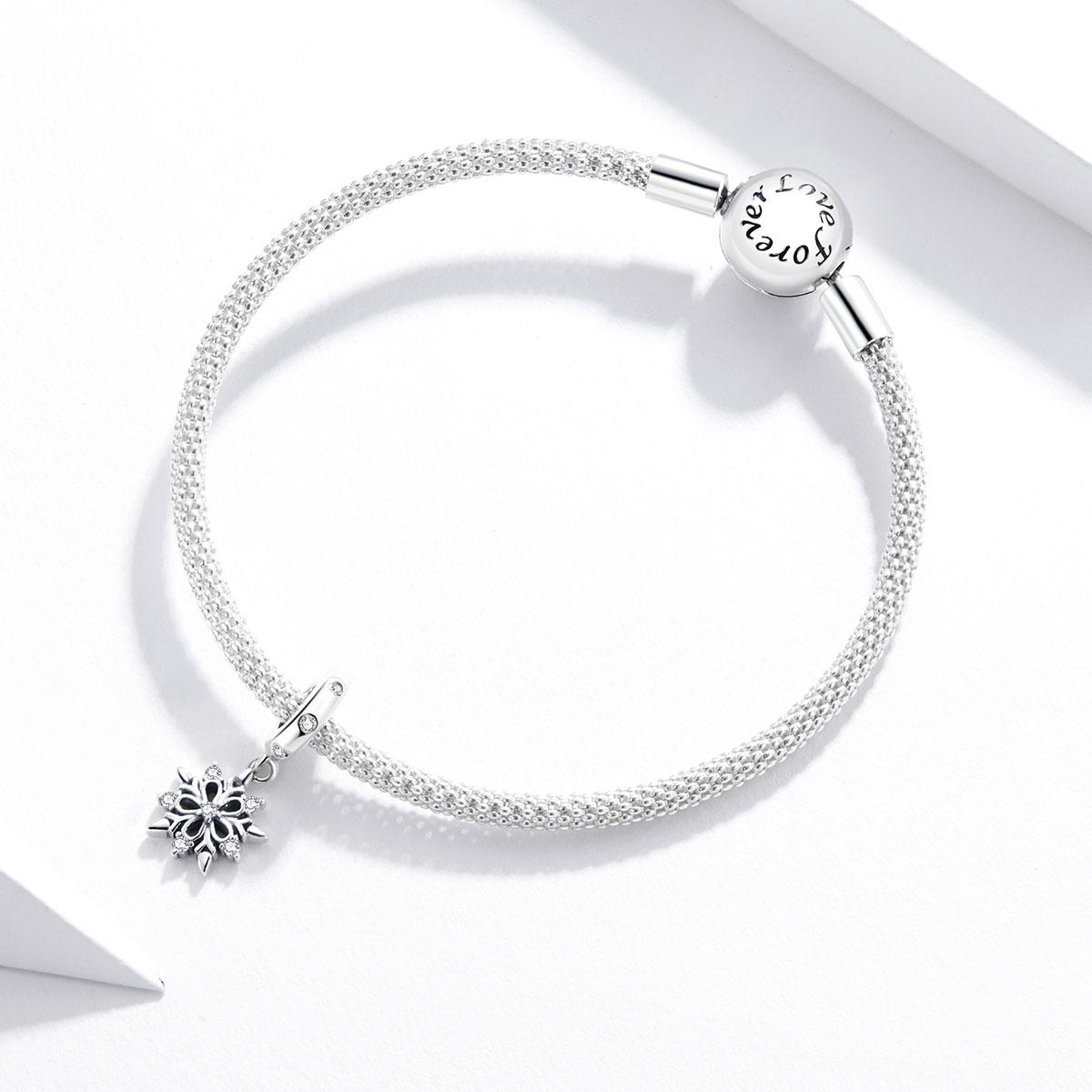 925 Sterling Silver Sparkling Snowflake Pendant For Diy Bracelets & Necklaces 8