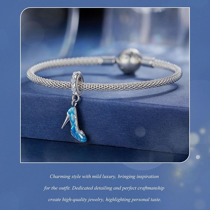 925 Sterling Silver Blue Magic Dance Shoes Necklace Pendant 5