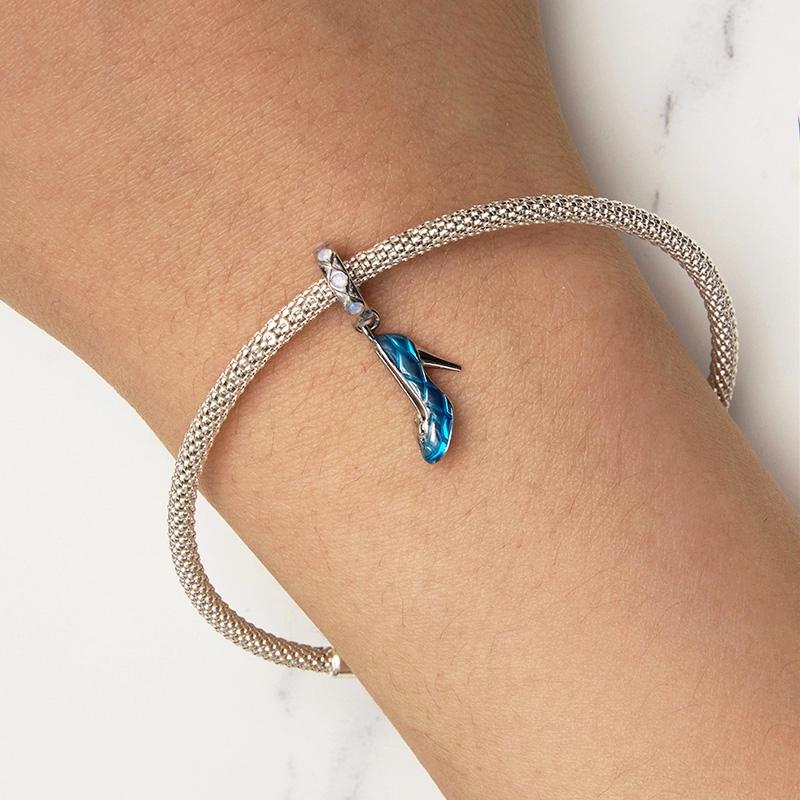 925 Sterling Silver Blue Magic Dance Shoes Necklace Pendant 7