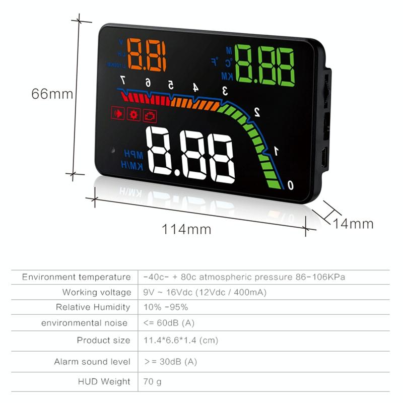 4 Inch Obd2 Head Up Display Car Speed Revolving Speed Fuel Consumption Fault Code Detection & Elimination 3