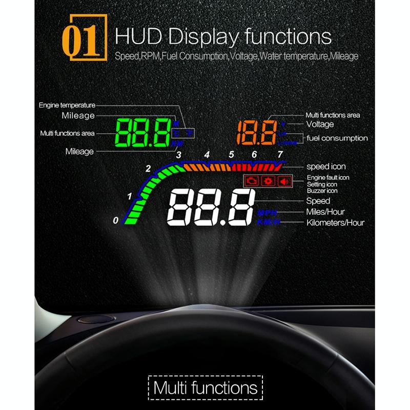 4 Inch Obd2 Head Up Display Car Speed Revolving Speed Fuel Consumption Fault Code Detection & Elimination 10