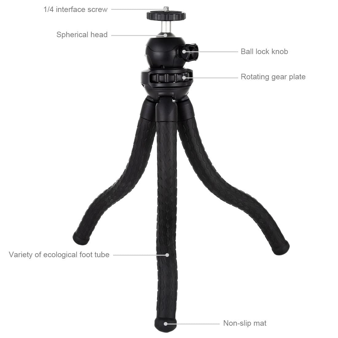 Flexible Mini Octopus Tripod with Ball Head for Slr Cameras Gopro and Cellphones - 30cmx5cm 5