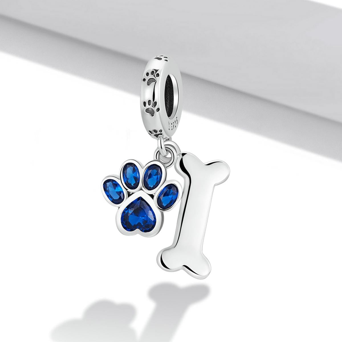925 Sterling Silver Dog Paw Bone Pendant For Bracelet Or Necklace 3