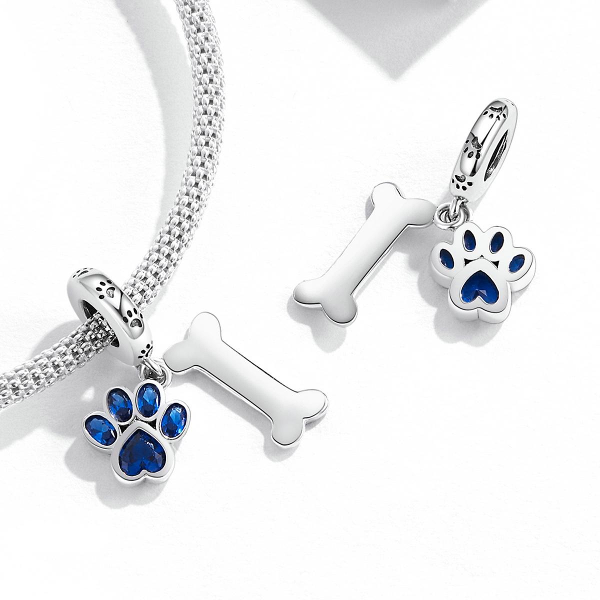 925 Sterling Silver Dog Paw Bone Pendant For Bracelet Or Necklace 6