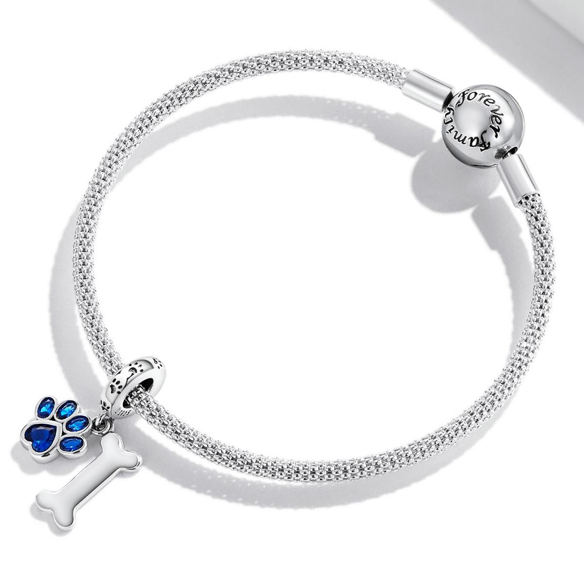 925 Sterling Silver Dog Paw Bone Pendant For Bracelet Or Necklace 7