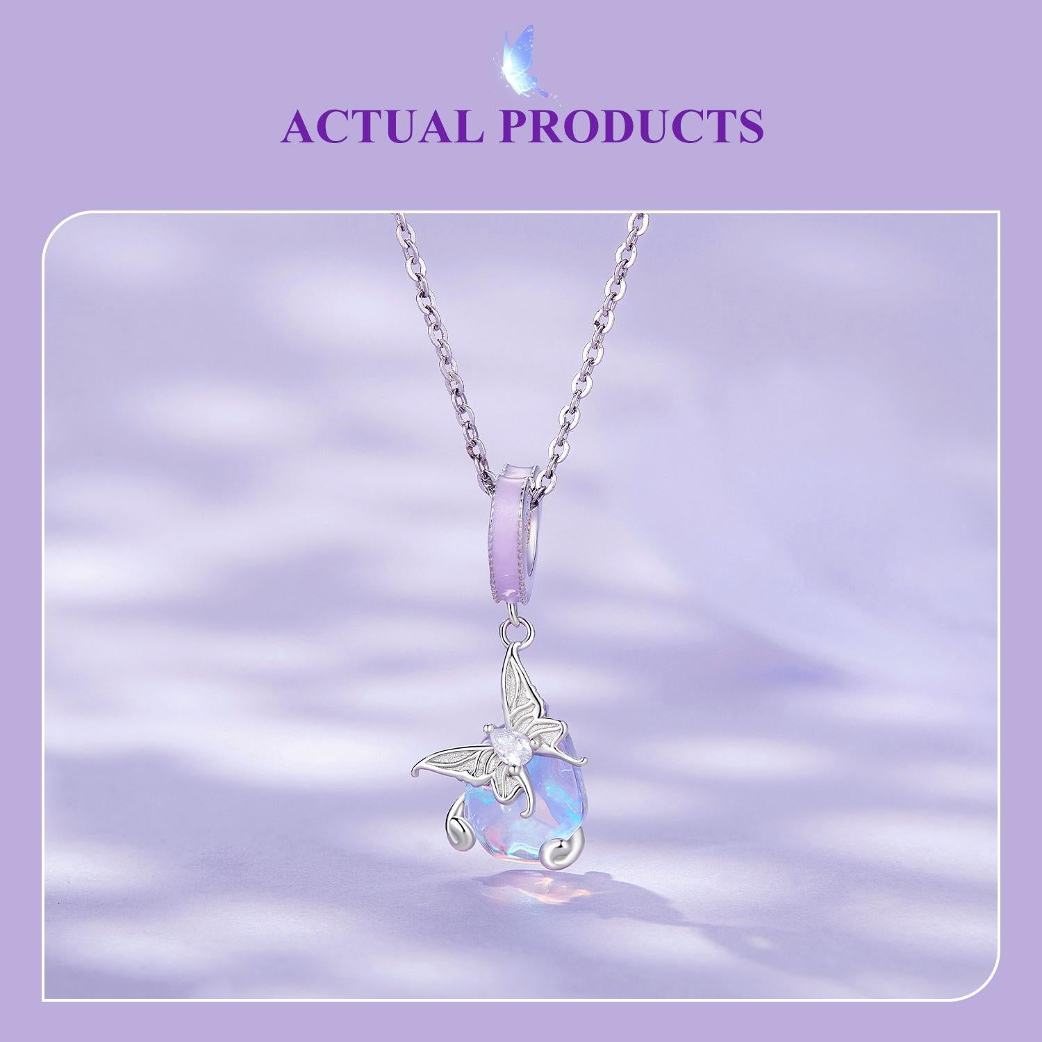925 Sterling Silver Pastoral Butterfly Necklace Pendant 3