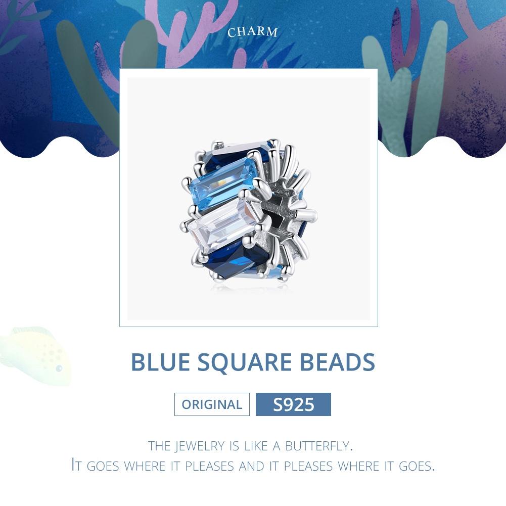 925 Sterling Silver Blue Zircon Cube Beads For Diy Bracelets & Necklaces 4