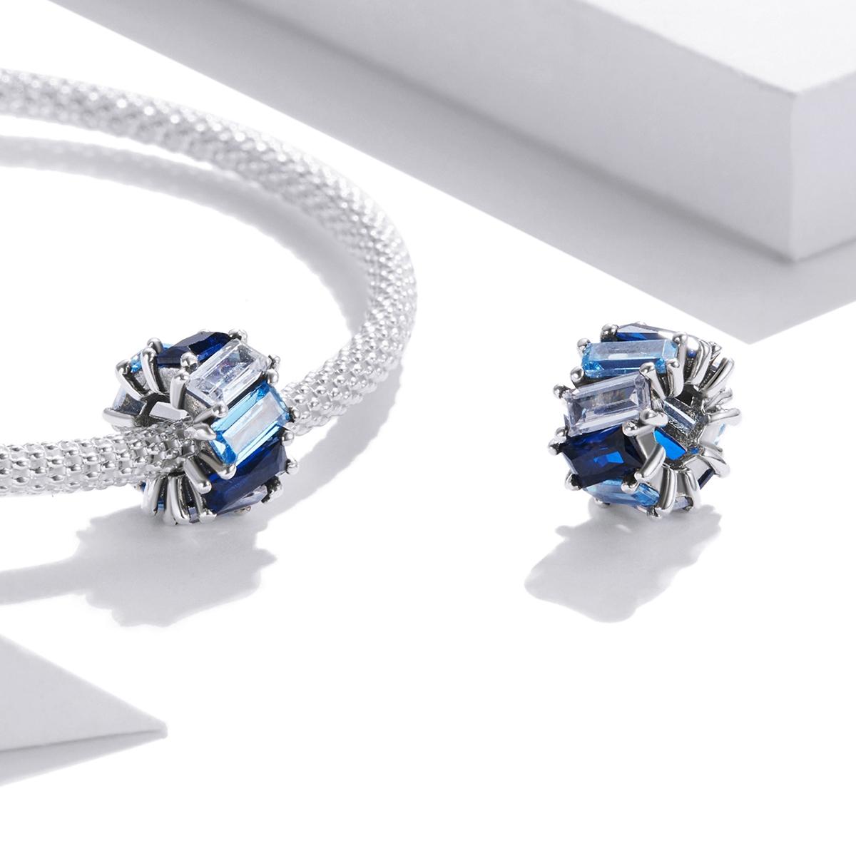 925 Sterling Silver Blue Zircon Cube Beads For Diy Bracelets & Necklaces 7