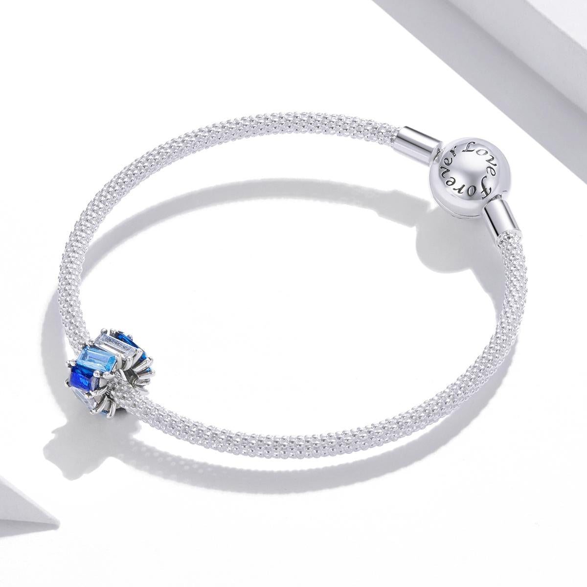 925 Sterling Silver Blue Zircon Cube Beads For Diy Bracelets & Necklaces 8
