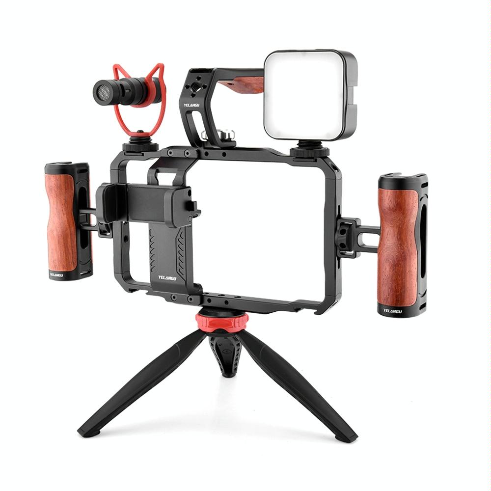 Vlogging Live Broadcast Smartphone Video Rig With Led Light And Mic 3