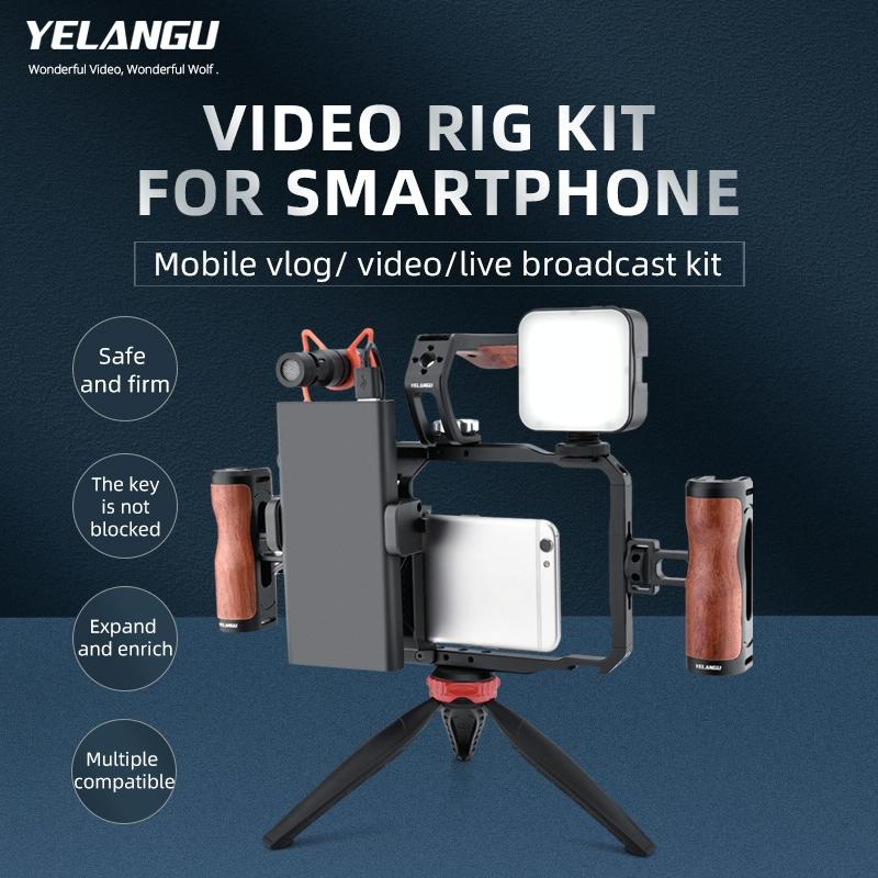Vlogging Live Broadcast Smartphone Video Rig With Led Light And Mic 4