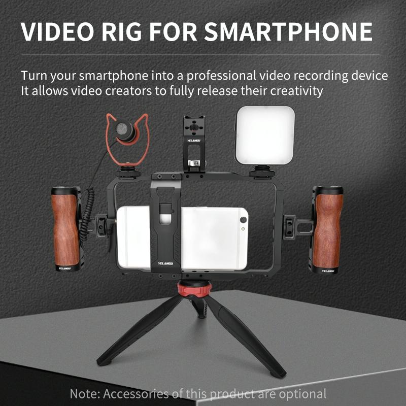 Vlogging Live Broadcast Smartphone Video Rig With Led Light And Mic 6