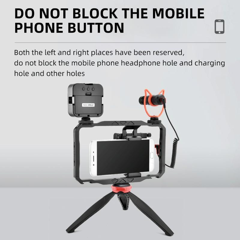 Vlogging Live Broadcast Smartphone Video Rig With Led Light And Mic 7