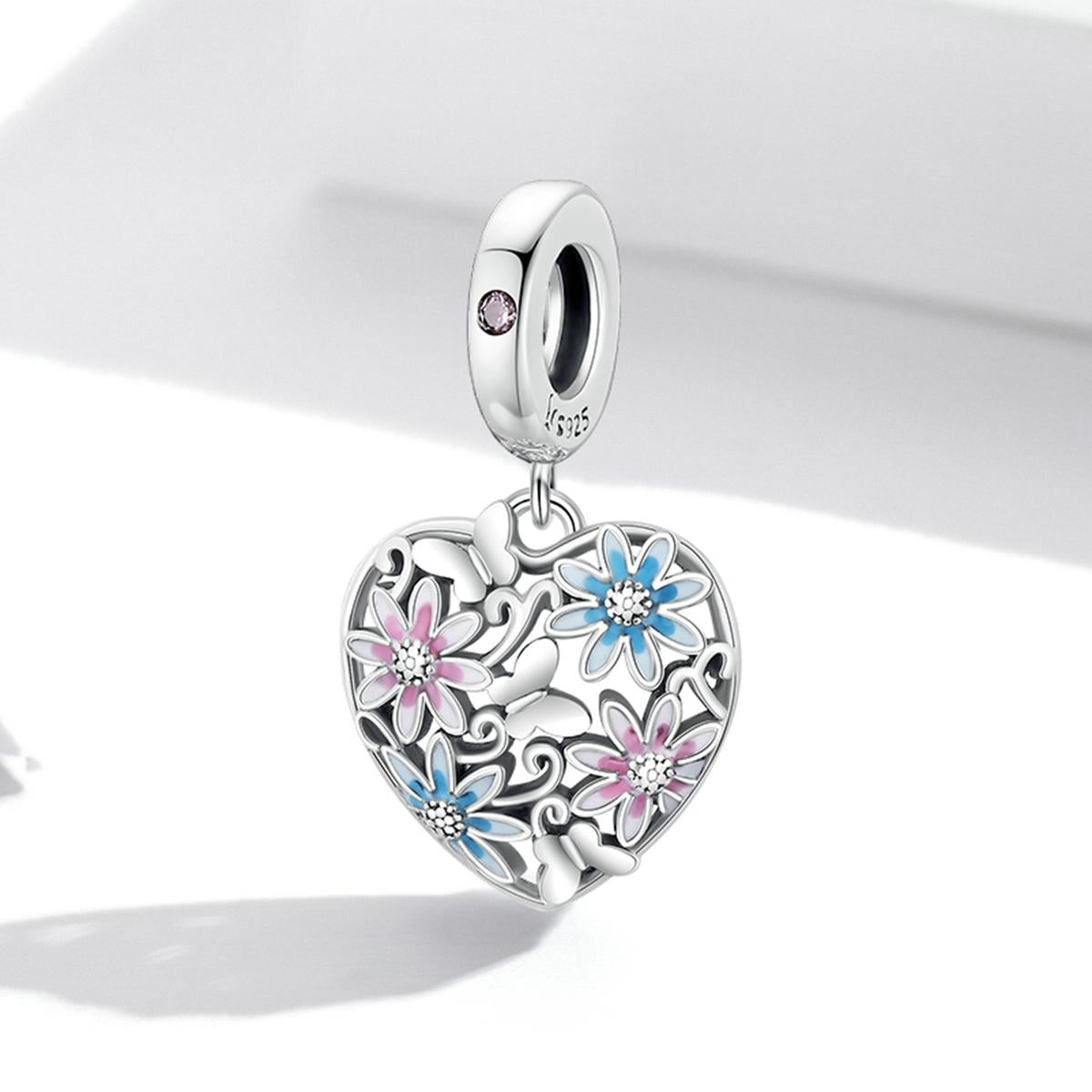 925 Sterling Silver Secret Garden Heart Pendant For Diy Bracelets & Necklaces 3