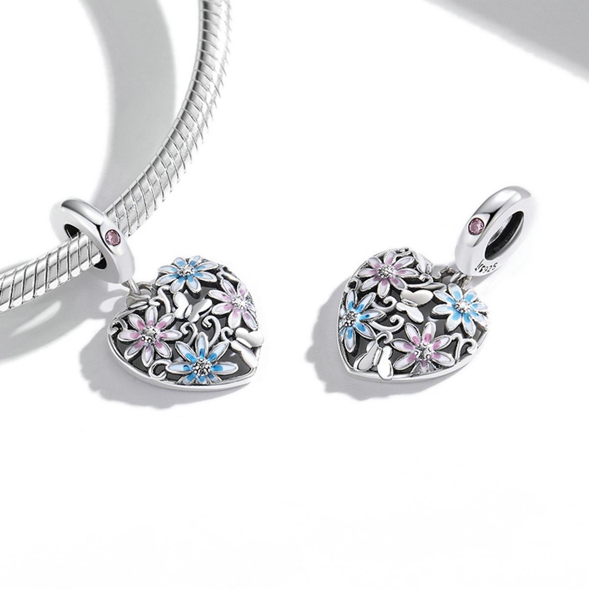 925 Sterling Silver Secret Garden Heart Pendant For Diy Bracelets & Necklaces 6