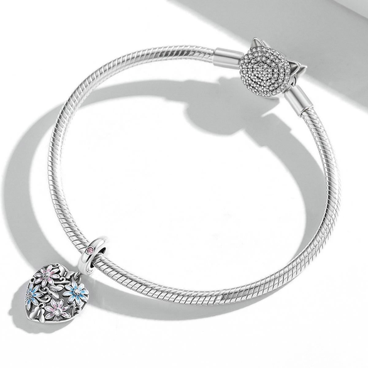 925 Sterling Silver Secret Garden Heart Pendant For Diy Bracelets & Necklaces 7