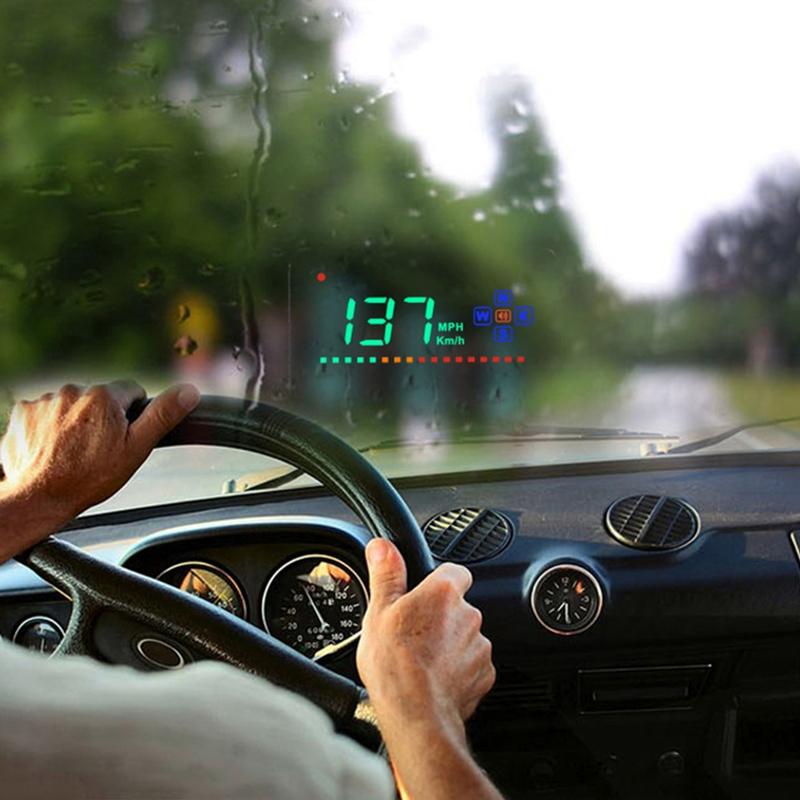 3.5 Inch Gps Car Hud Speed Alarm Compass Km / Miles Black 3