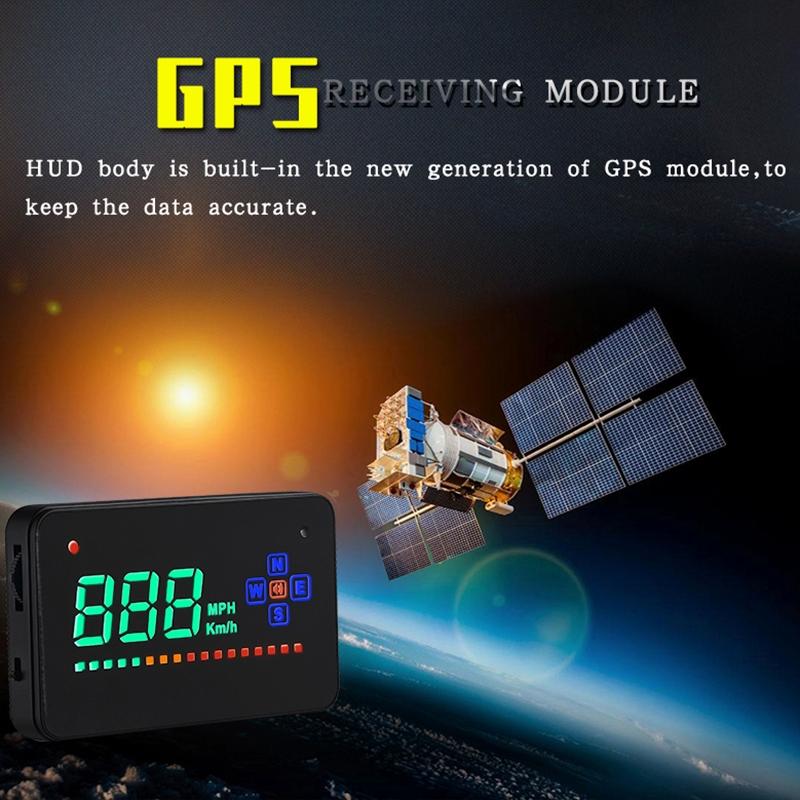 3.5 Inch Gps Car Hud Speed Alarm Compass Km / Miles Black 4