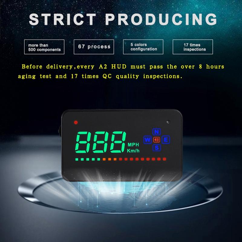 3.5 Inch Gps Car Hud Speed Alarm Compass Km / Miles Black 9