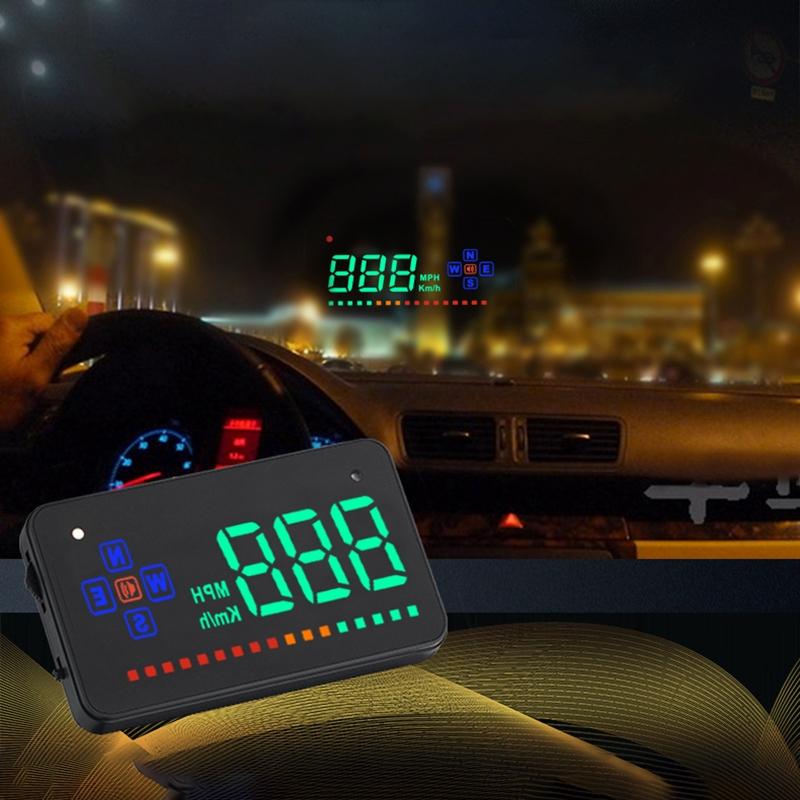 3.5 Inch Gps Car Hud Speed Alarm Compass Km / Miles Black 12