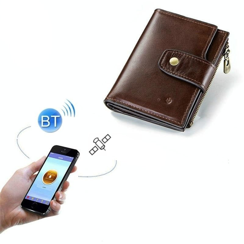 Rfid-protected Smart Bluetooth Leather Wallet