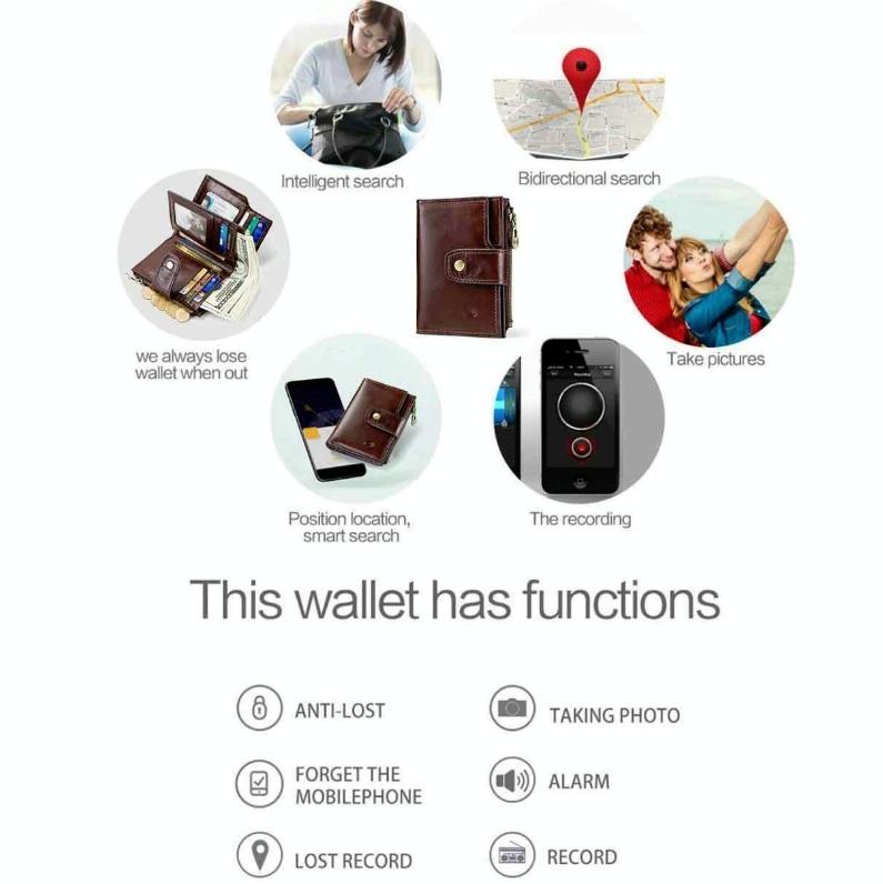 Rfid-protected Smart Bluetooth Leather Wallet 6