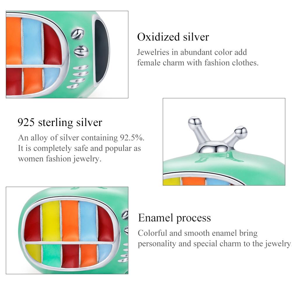 925 Sterling Silver Mini Color Tv Beads For Diy Bracelets & Necklaces 5