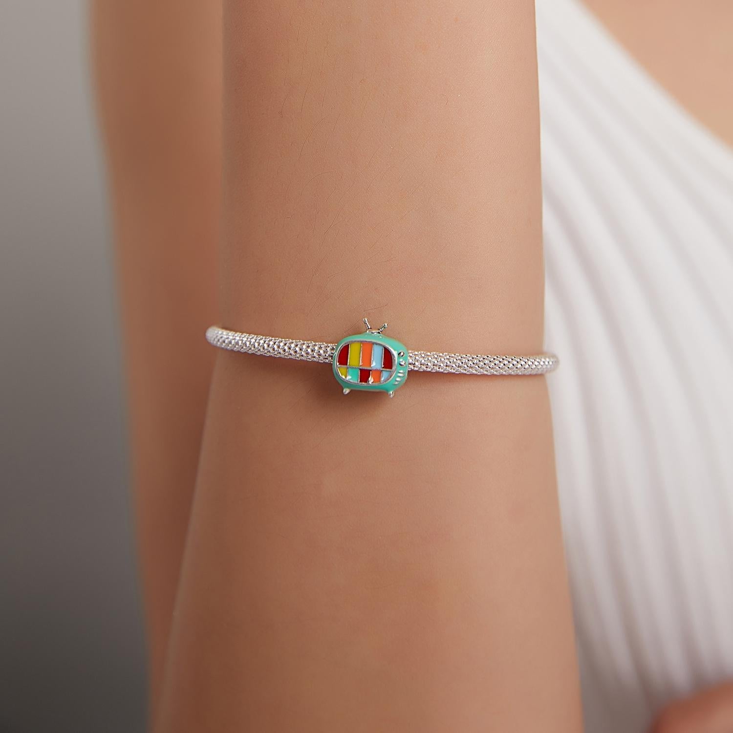 925 Sterling Silver Mini Color Tv Beads For Diy Bracelets & Necklaces 8