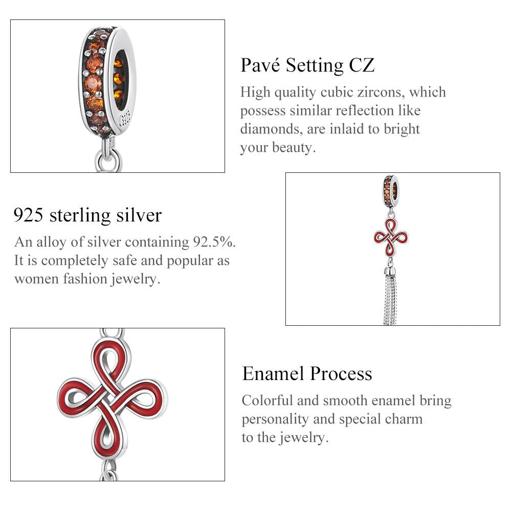 925 Sterling Silver Chinese Knot Pendant For Diy Bracelets & Necklaces 5