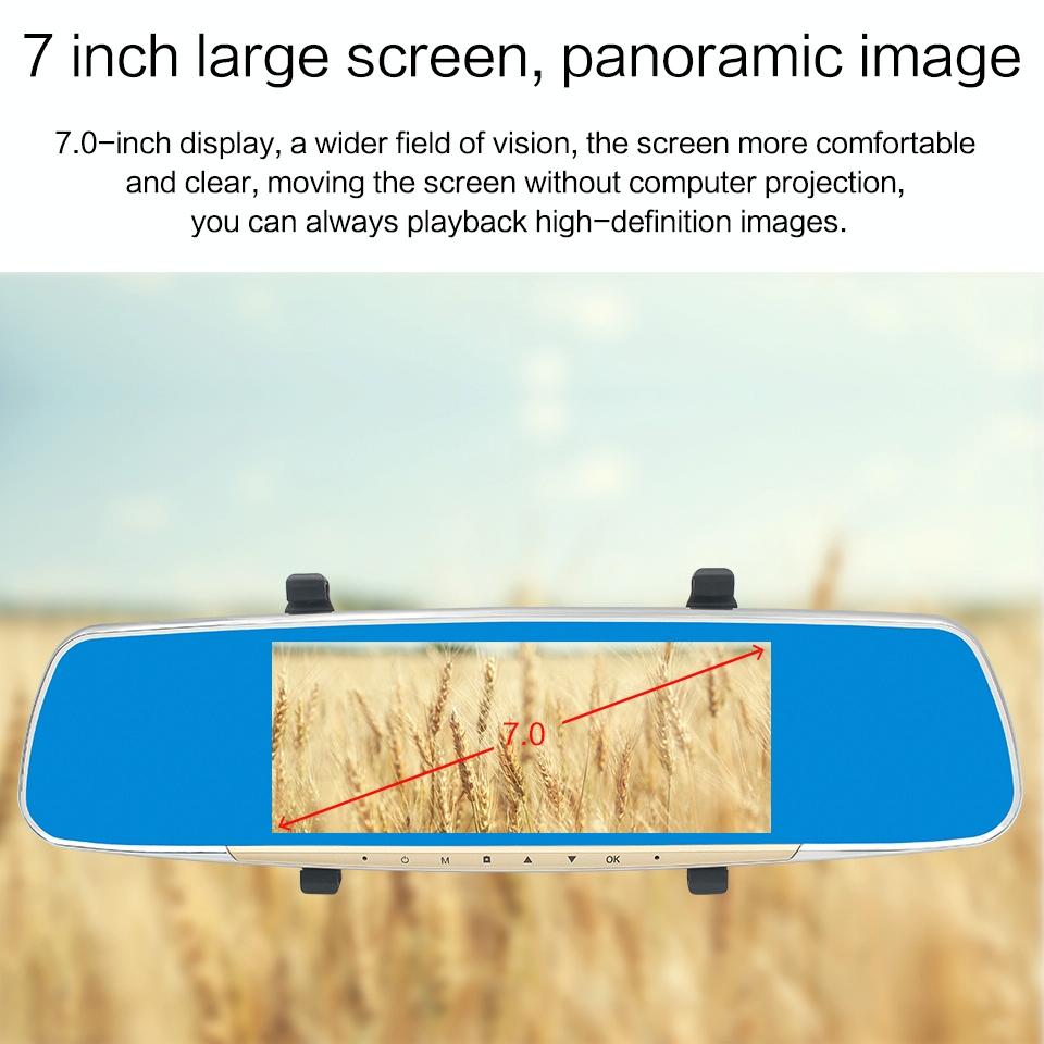 7 Lcd Touch Screen Rear View Mirror Car Recorder with Separate Camera 7