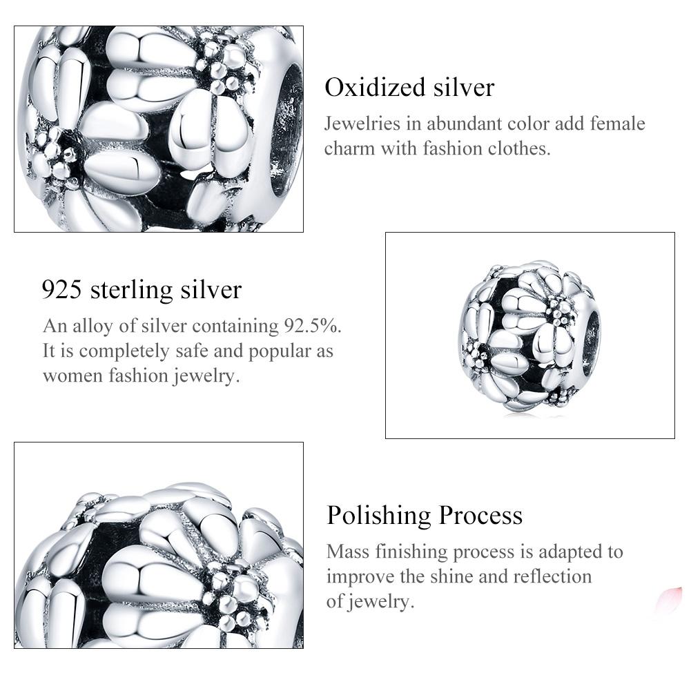 925 Sterling Silver Daisy Beads For Diy Bracelets & Necklaces 5