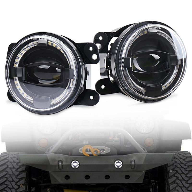 2 Pcs 4 Inch Car Led Angel Eyes Spotlight Modified Fog Lights For Jeep Wrangler / Dodge / Chrysler Pt Cruiser 6