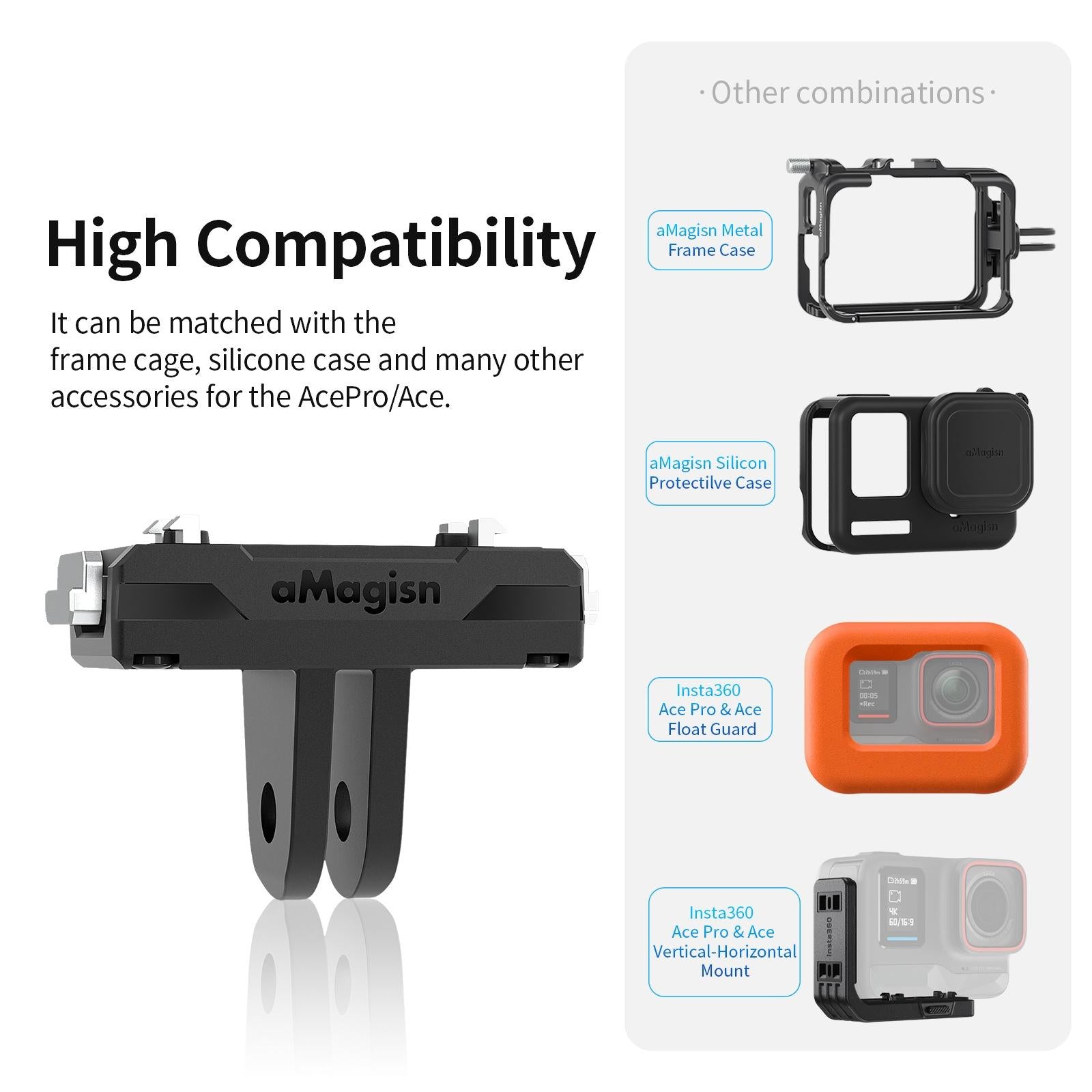 Amagisn Magnetic Quick Release for Insta360 Ace / Ace Pro Sports Camera 5
