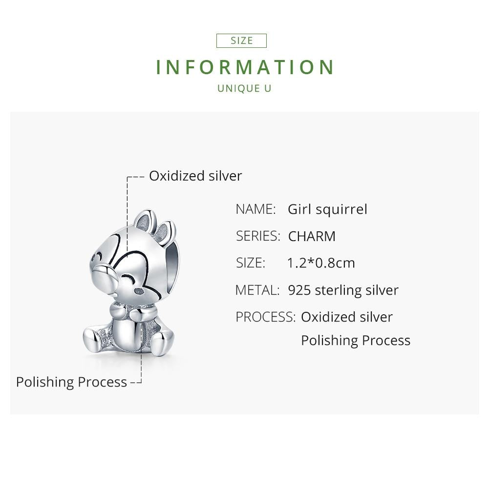 925 Sterling Silver Squirrel Charm For Diy Bracelets & Necklaces 4