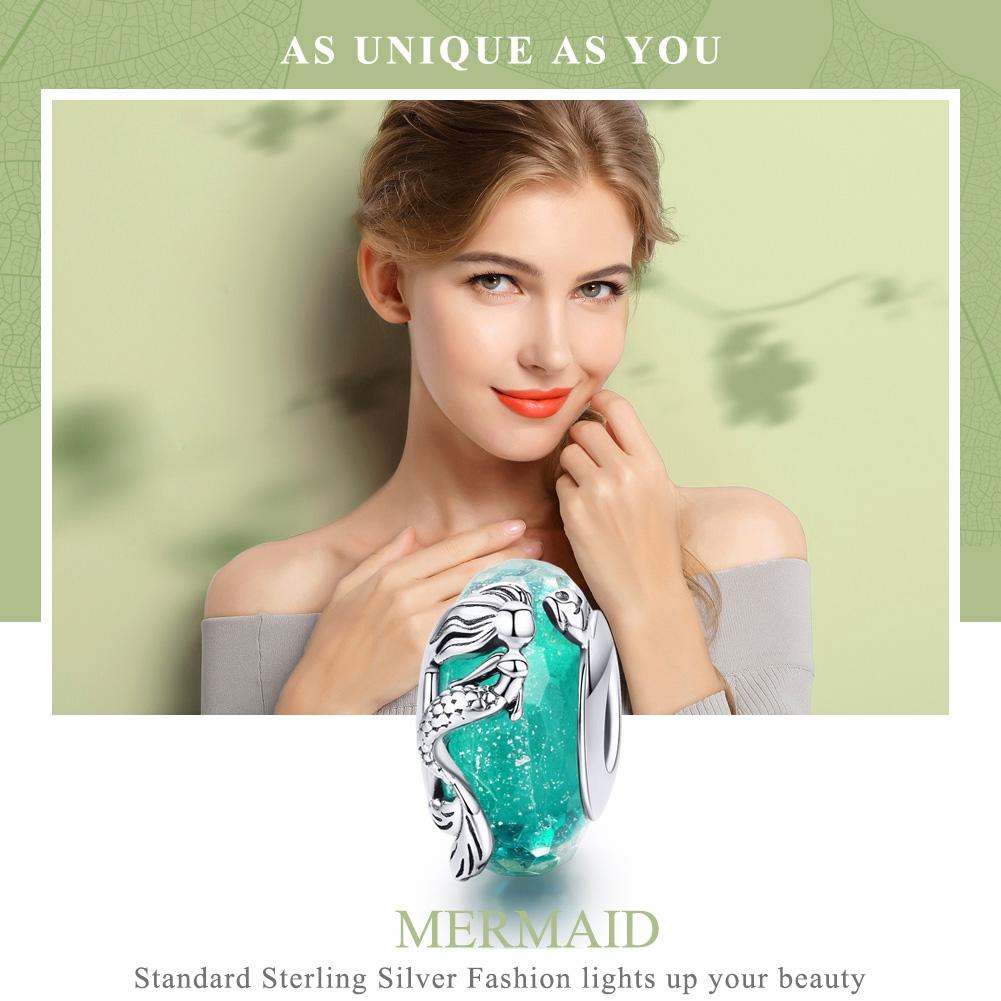 925 Sterling Silver Green Mermaid Glass Bead For Diy Bracelet 4
