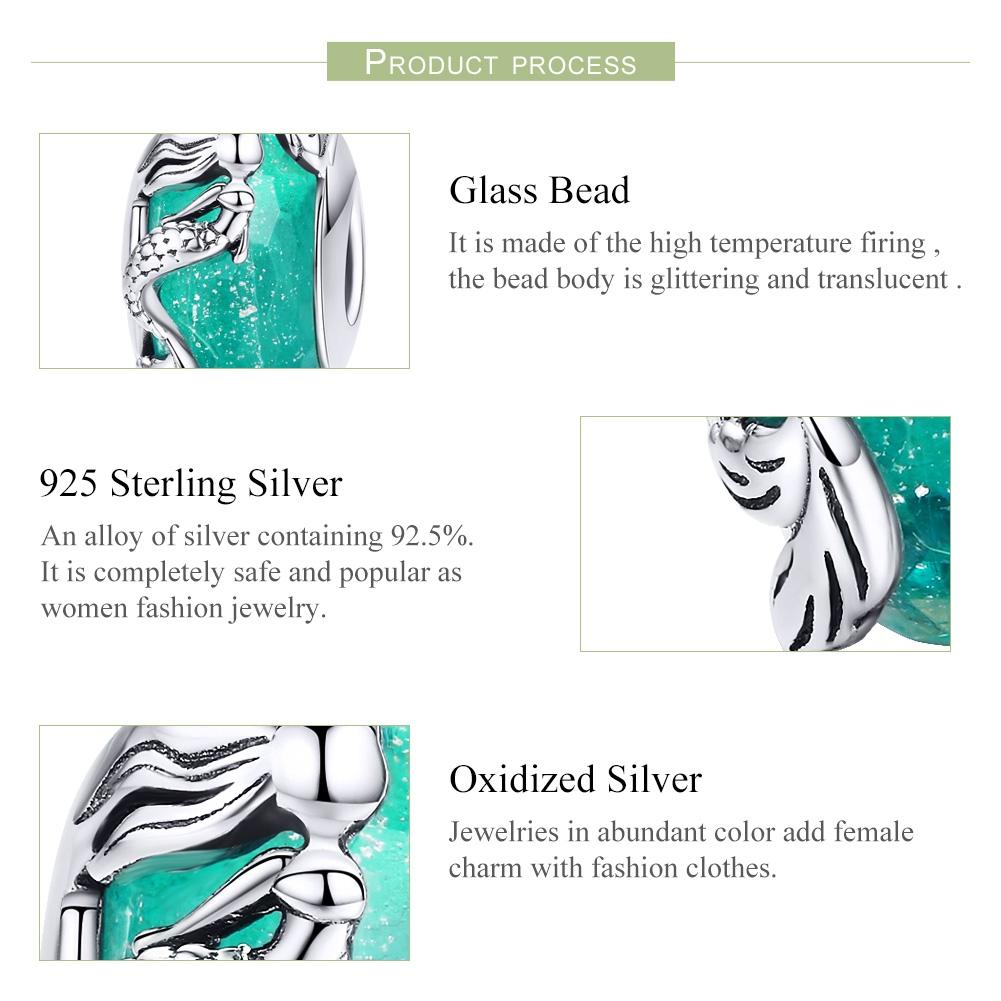 925 Sterling Silver Green Mermaid Glass Bead For Diy Bracelet 5