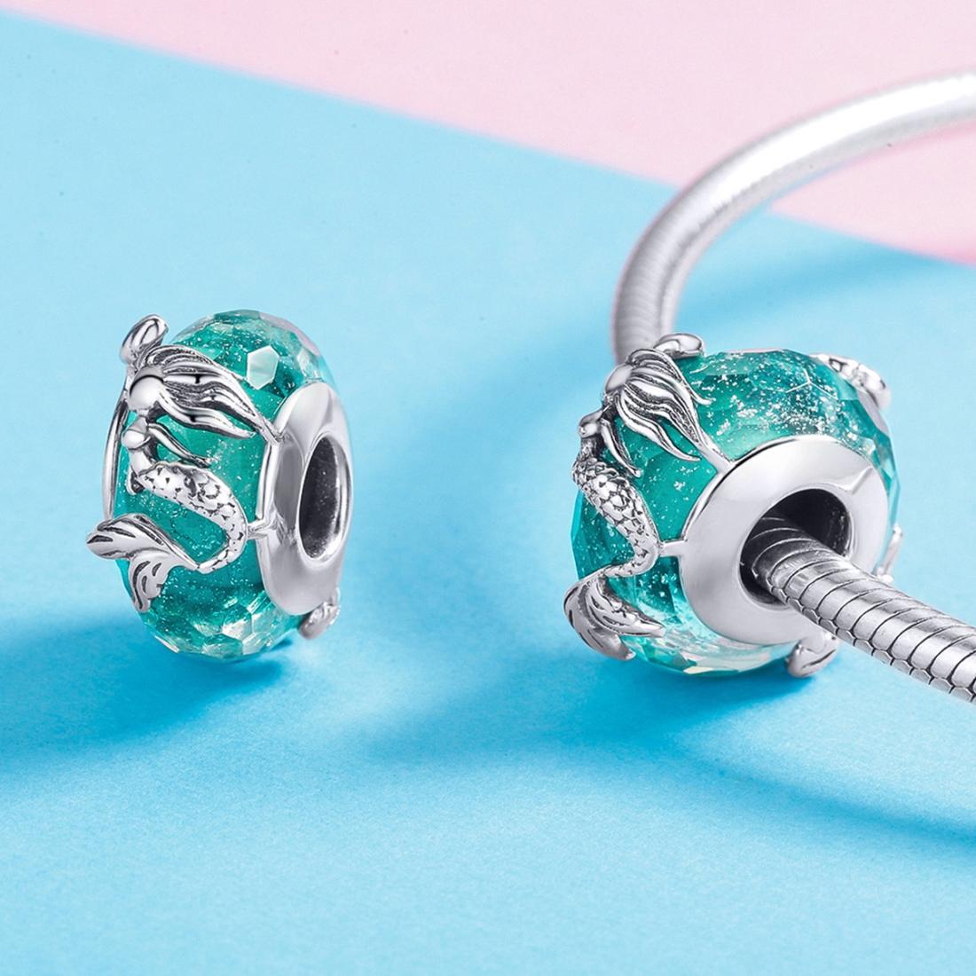 925 Sterling Silver Green Mermaid Glass Bead For Diy Bracelet 6