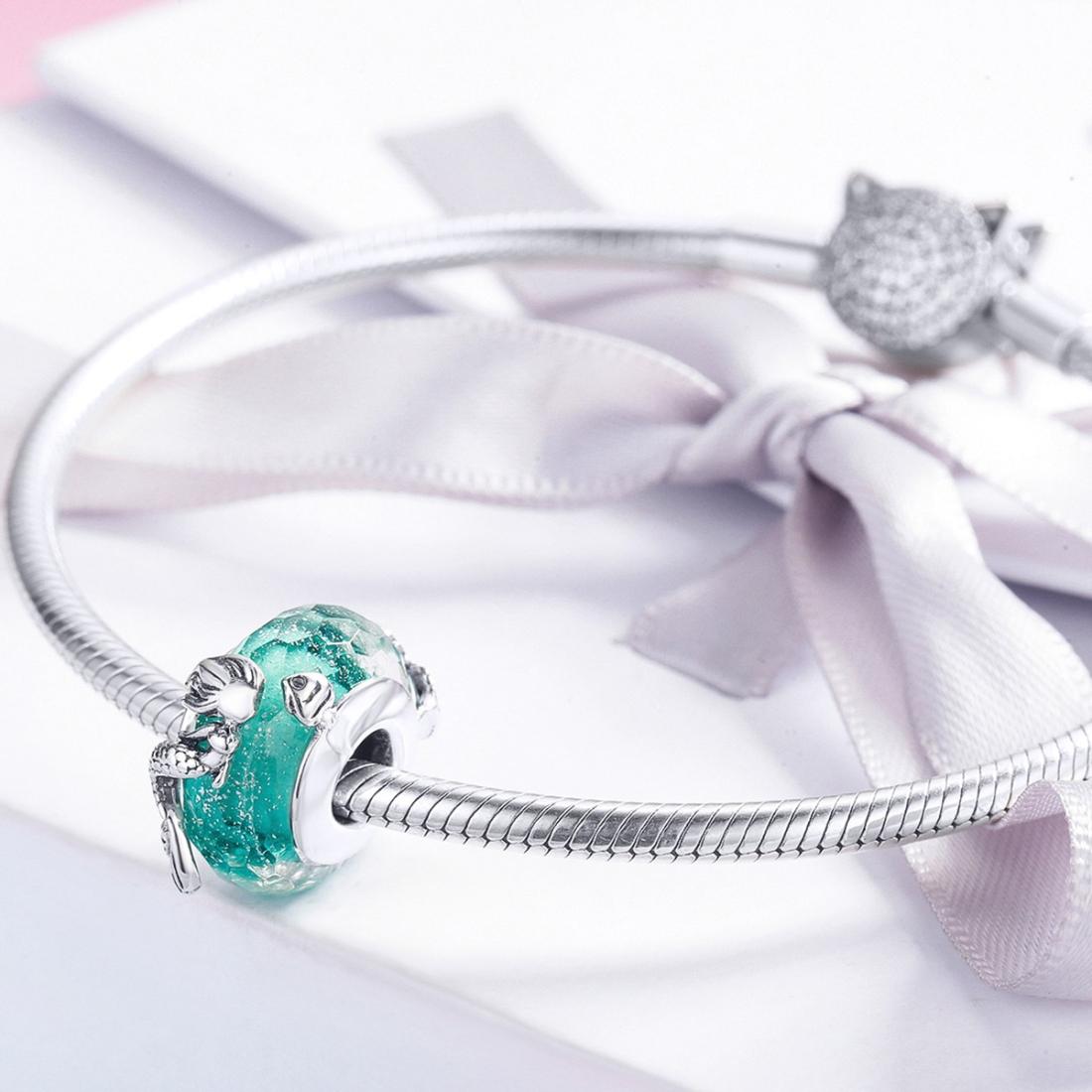 925 Sterling Silver Green Mermaid Glass Bead For Diy Bracelet 7