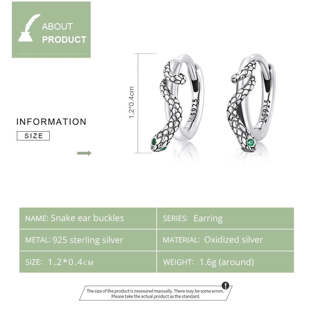 925 Sterling Silver Snake Ear Buckle Earrings For Women 4