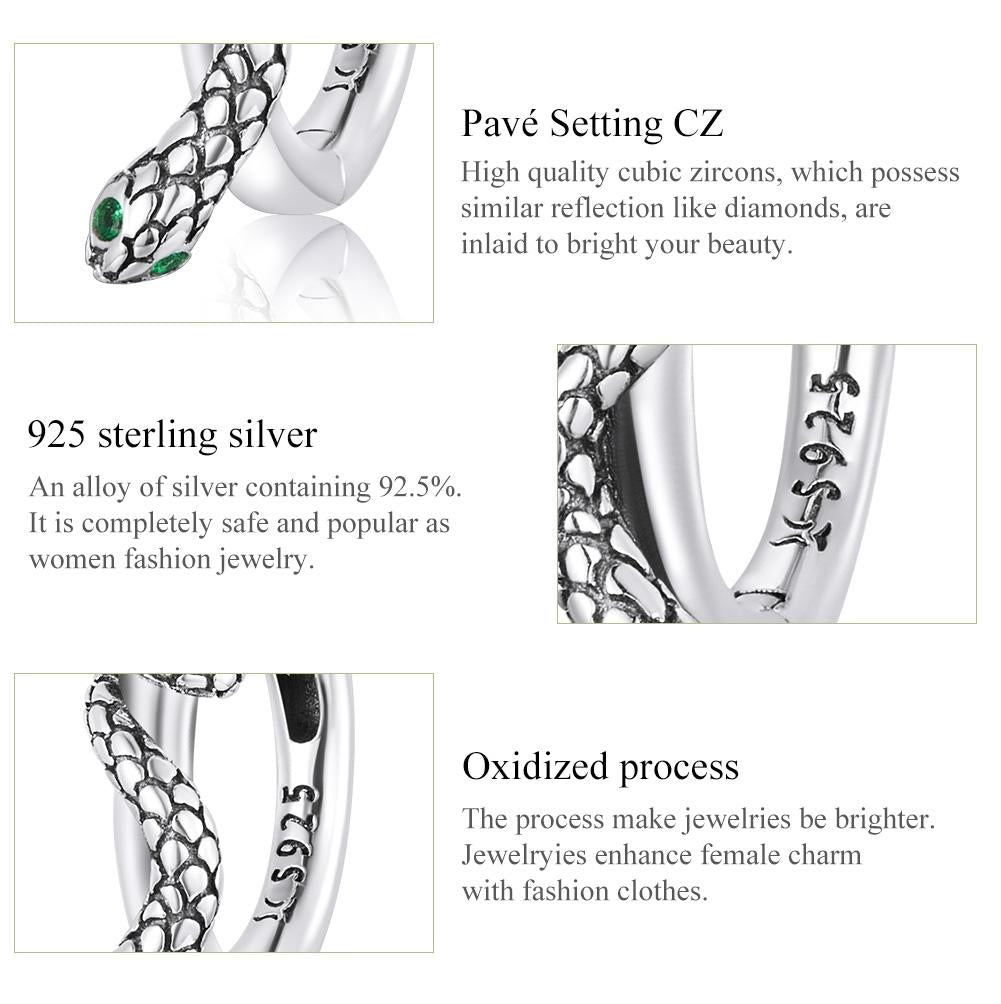 925 Sterling Silver Snake Ear Buckle Earrings For Women 5