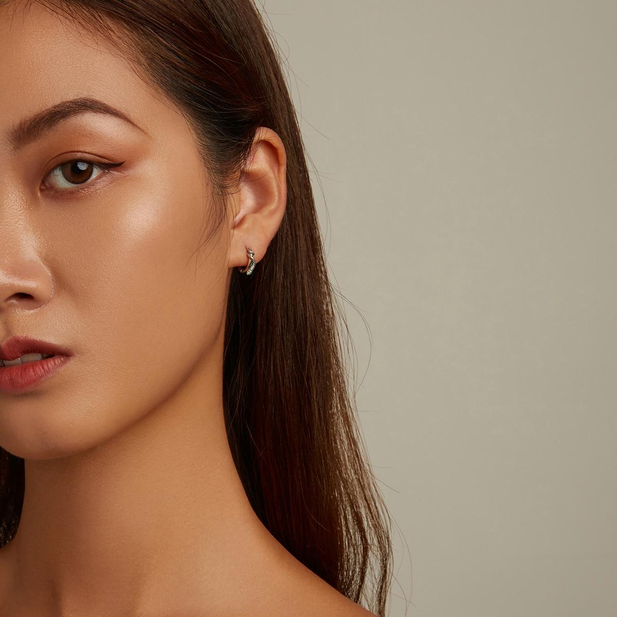 925 Sterling Silver Snake Ear Buckle Earrings For Women 7
