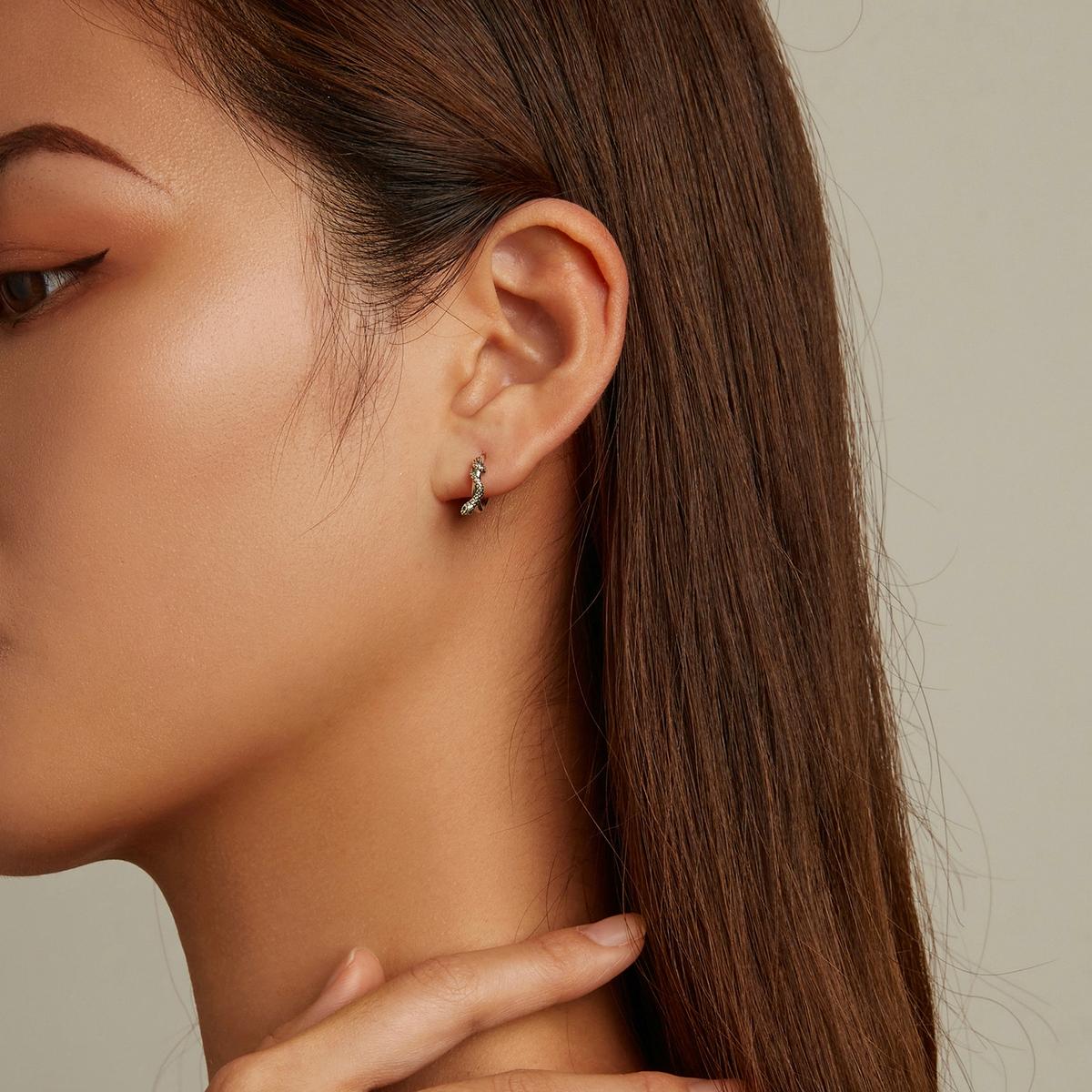925 Sterling Silver Snake Ear Buckle Earrings For Women 8