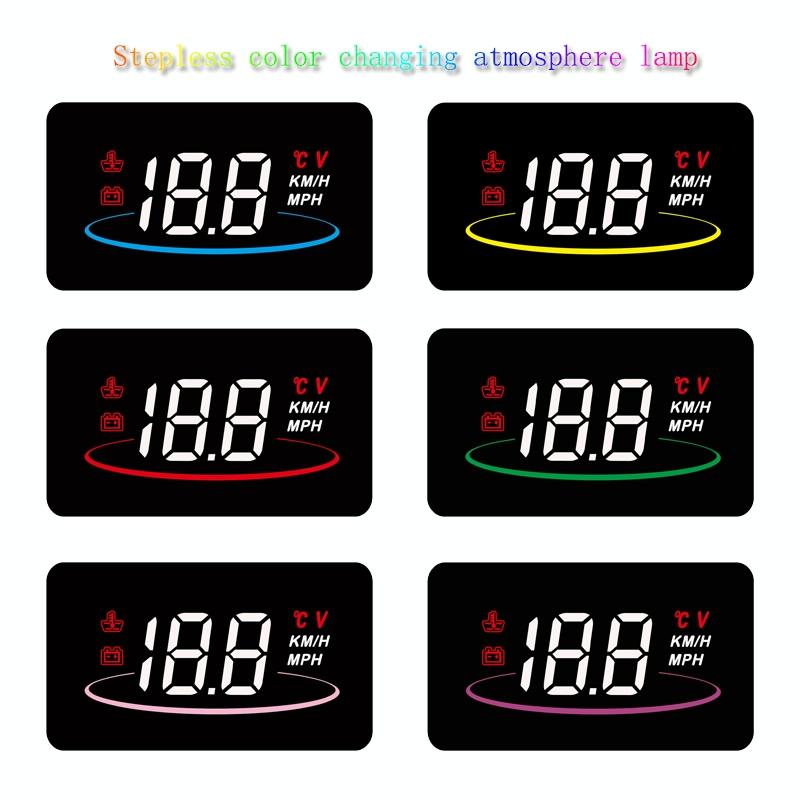 Car Hud Display Water Temp Per Hour Color Changing Light 11