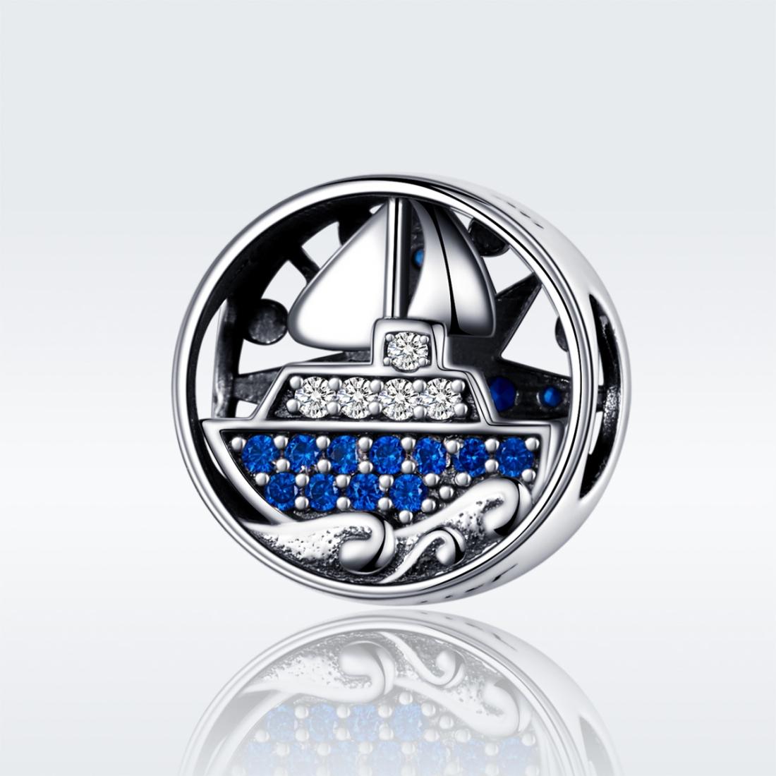 925 Sterling Silver Blue Zircon Sailing Charm For Diy Bracelets 3