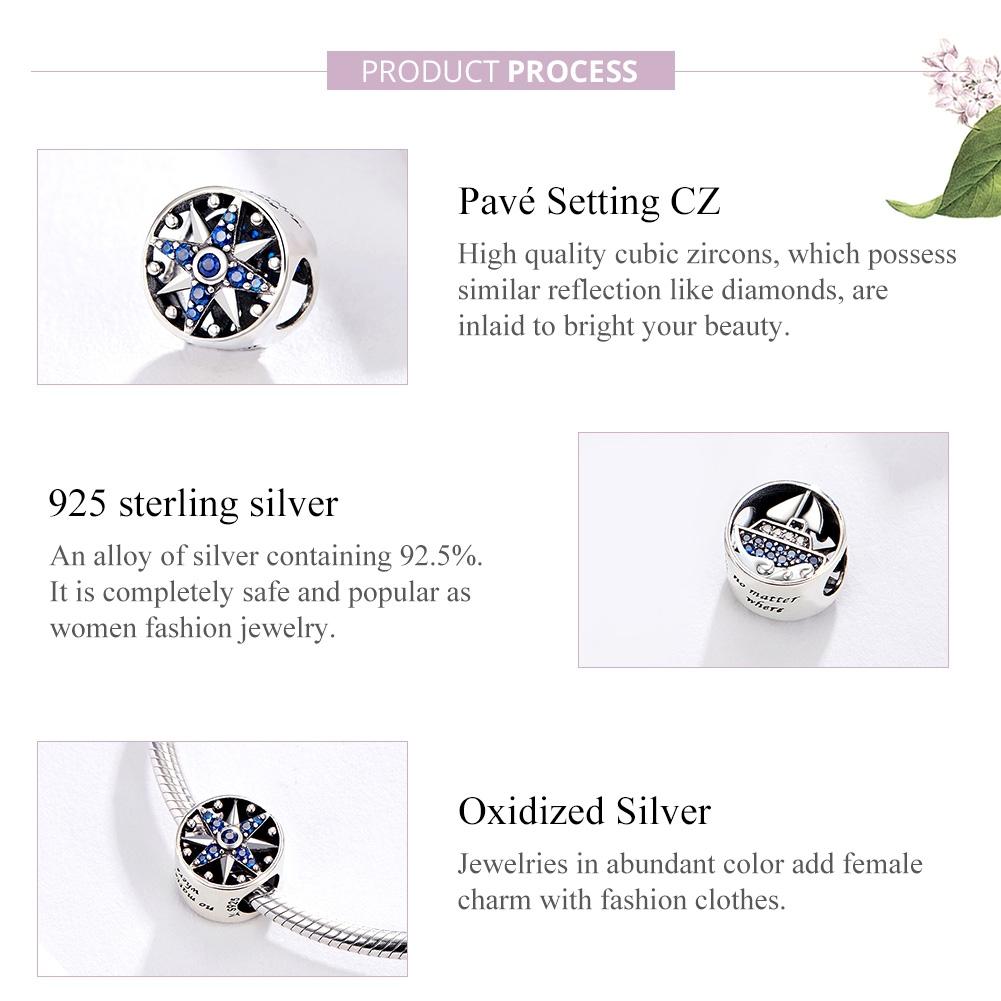 925 Sterling Silver Blue Zircon Sailing Charm For Diy Bracelets 5