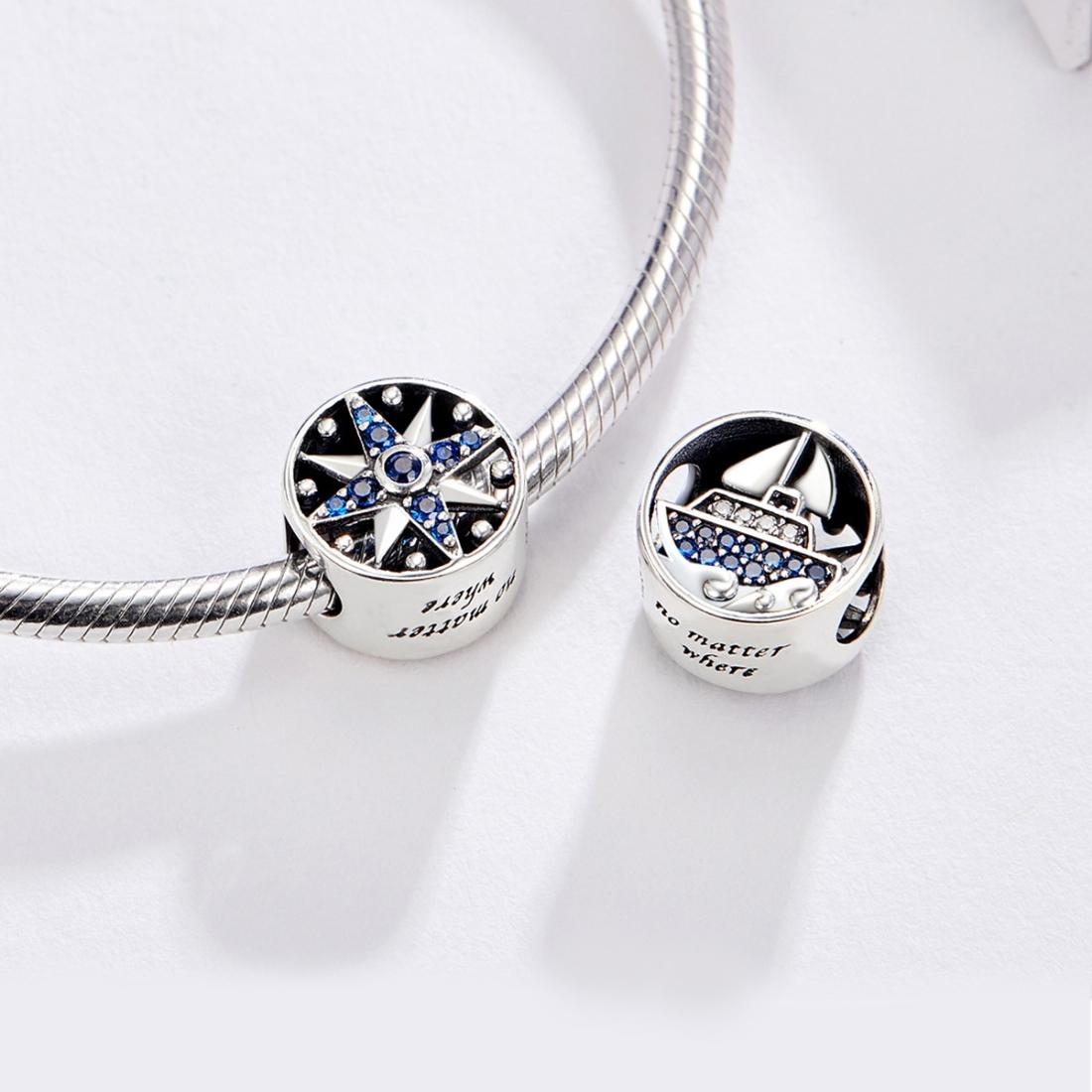 925 Sterling Silver Blue Zircon Sailing Charm For Diy Bracelets 7