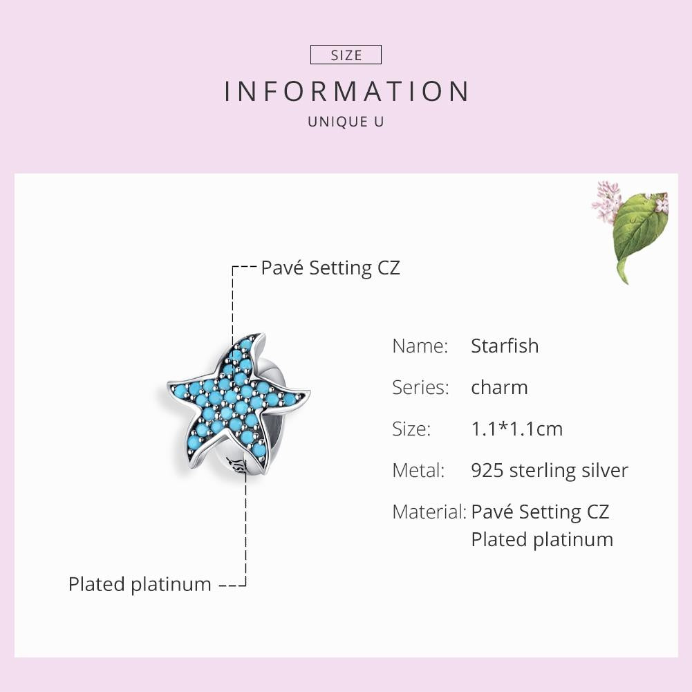 925 Sterling Silver Starfish Beaded Bracelet Diy Beads 6