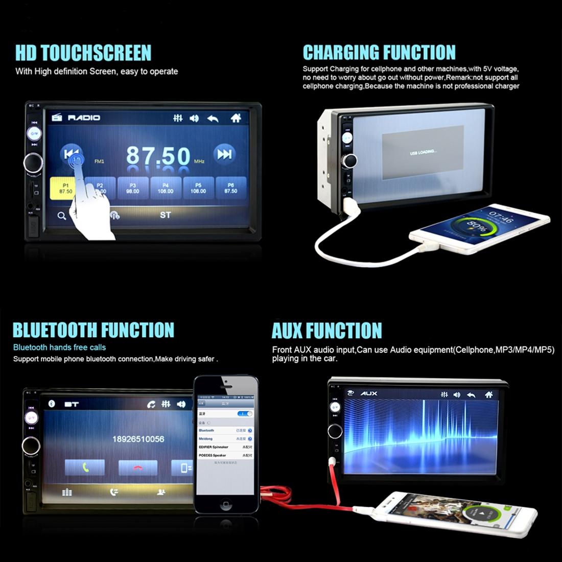 7 Inch Car Bluetooth Radio Receiver Mp5 Player Fm / Usb / Tf 7010B 12