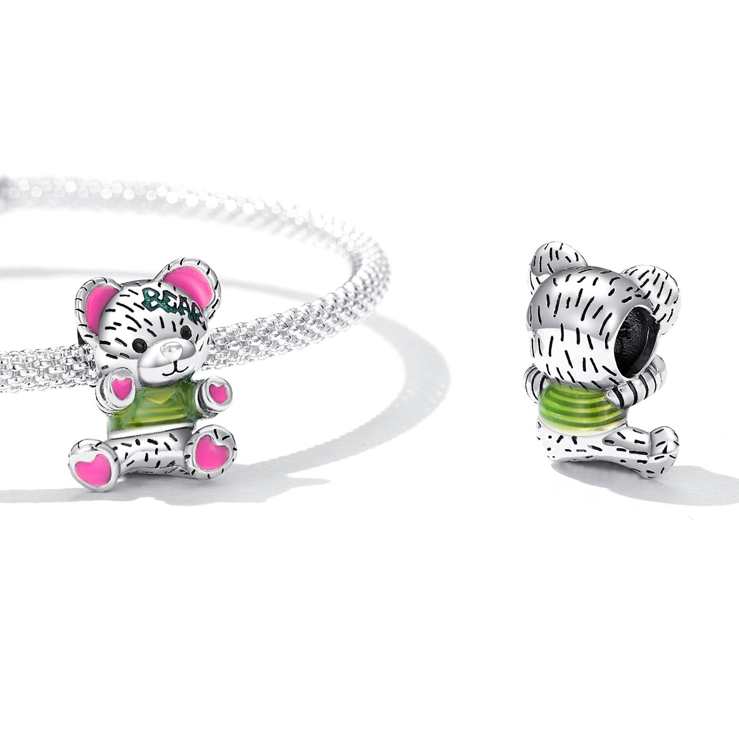 925 Sterling Silver Bear Beads For Diy Bracelets & Necklaces 6
